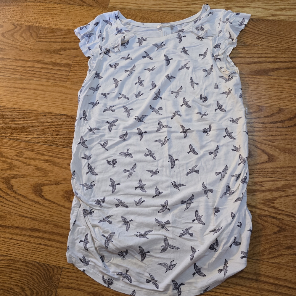 H&M White Maternity Top with Purple Pattern